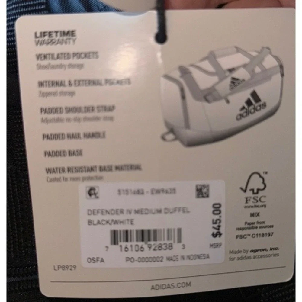 Adidas Duffel Bag Defender Medium Black Gym Travel Carry On Sports Training New‎
